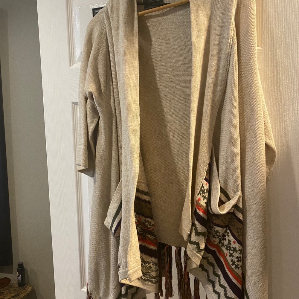 Line open front long heavy knit sweater size s